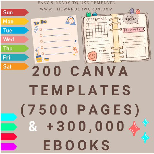 200 Canva Templates 7500 Pages & +300,000 eBooks