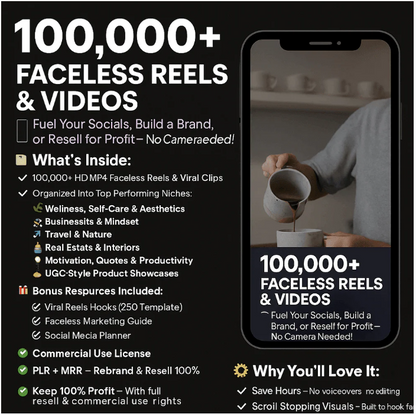 100,000+ Faceless Reels & Videos